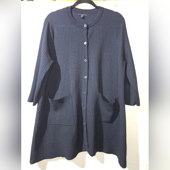 Navy Blue Button-Up Cardigan - Picture 1 of 6